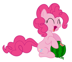 Size: 2910x2528 | Tagged: safe, artist:gypsykumquat, artist:s.guri, pinkie pie, g4, cute, diapinkes, eating, female, herbivore, high res, mare, solo, watermelon