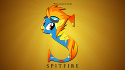 Size: 1920x1080 | Tagged: safe, artist:pims1978, artist:thehellbean, spitfire, pegasus, pony, g4, alphabet, goggles, letter, quote, s, show accurate, vector, wallpaper, wonderbolts uniform