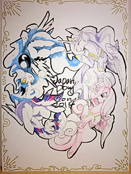 Size: 768x1015 | Tagged: safe, artist:kolshica, princess cadance, princess celestia, princess luna, twilight sparkle, alicorn, pony, g4, alicorn tetrarchy, female, mare, traditional art, twilight sparkle (alicorn)