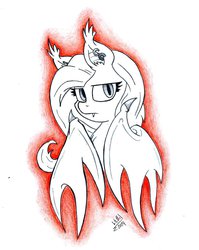 Size: 1024x1287 | Tagged: safe, artist:cyanyeh, fluttershy, bat pony, pony, g4, earring, fangs, female, flutterbat, piercing, solo