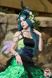 Size: 480x716 | Tagged: safe, artist:kyuu-vixen-cosplay, queen chrysalis, human, g4, antagonist, cameraninjas, cosplay, irl, irl human, photo, photography, running of the leaves