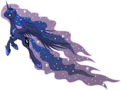 Size: 3936x2950 | Tagged: safe, artist:nemesis360, princess luna, alicorn, pony, g4, concave belly, crown, ethereal mane, ethereal tail, female, flying, hoof shoes, jewelry, large wings, long legs, long mane, long tail, peytral, princess shoes, regalia, side view, simple background, slim, solo, starry mane, starry tail, tail, tall, thin, transparent background, wings