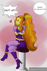 Size: 1272x1920 | Tagged: safe, artist:loboguerrero, adagio dazzle, equestria girls, g4, my little pony equestria girls: rainbow rocks, ..., blushing, cute, eyes closed, female, frown, heart, high heels, sitting, skull, solo, tsundagio, tsundere