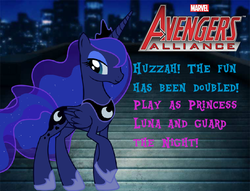 Size: 760x580 | Tagged: safe, princess luna, g4, fake, female, marvel: avengers alliance, solo, the fun has been doubled, video game