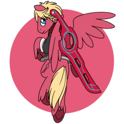 Size: 800x800 | Tagged: safe, artist:perfectpinkwater, pegasus, pony, clothes, crossover, cutie mark, monado, nintendo, ponified, shulk, simple background, solo, super smash bros., sword, transparent background, xenoblade chronicles, xenoblade chronicles (series)