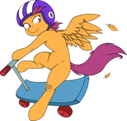 Size: 4000x3800 | Tagged: safe, artist:bork88, artist:joey darkmeat, scootaloo, pegasus, pony, g4, action pose, bipedal, female, helmet, high res, palindrome get, scooter, simple background, solo, transparent background