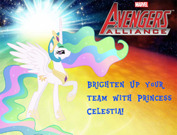 Size: 760x580 | Tagged: safe, screencap, princess celestia, g4, fake, marvel: avengers alliance, video game