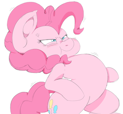 Size: 1858x1729 | Tagged: dead source, safe, artist:purple-yoshi-draws, pinkie pie, pony, g4, bipedal, blushing, cross-popping veins, cute, diapinkes, female, puffy cheeks, simple background, solo, white background