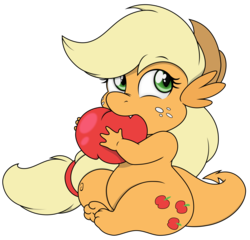 Size: 4000x3847 | Tagged: safe, artist:bork88, artist:joey darkmeat, applejack, dragon, g4, apple, chubby, cute, cute little fangs, dragonified, fangs, female, high res, nom, simple background, solo, species swap, transparent background, vector
