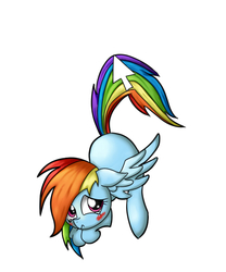 Size: 500x600 | Tagged: safe, artist:mingy.h, rainbow dash, pegasus, pony, g4, blushing, computer mouse, crying, cursor, cute, dashabetes, desktop ponies, embarrassed, female, pixiv, simple background, solo, tail pull, white background