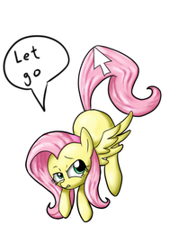 Size: 500x600 | Tagged: safe, artist:mingy.h, fluttershy, pegasus, pony, g4, angry, cursor, dialogue, female, mare, simple background, solo, speech bubble, tail pull