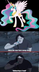 Size: 814x1505 | Tagged: safe, princess celestia, human, g4, caption, idea, image macro, lowres, meme, metalocalypse, nathan explosion, op is a duck, op is trying to start shit, recorder, song, troll, trollestia