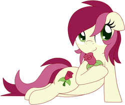 Size: 3515x2970 | Tagged: safe, artist:furrgroup, roseluck, earth pony, pony, g4, female, floppy ears, flower, high res, rose, simple background, solo, white background