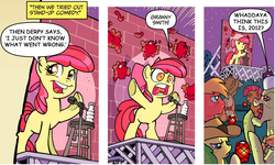 Size: 940x565 | Tagged: safe, artist:tony fleecs, idw, official comic, apple bloom, apple fritter, applejack, babs seed, granny smith, friends forever #2, g4, my little pony: friends forever, spoiler:comic, 2012, apple bloom's bad joke, exploitable meme