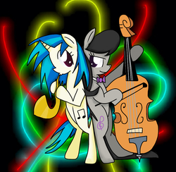 Size: 1024x1000 | Tagged: safe, artist:stormytheloner, dj pon-3, octavia melody, vinyl scratch, pony, g4, duo