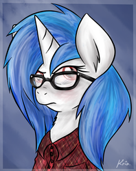 Size: 664x838 | Tagged: safe, artist:kristysk, dj pon-3, vinyl scratch, pony, g4, female, glasses, hipster, solo