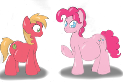 Size: 500x337 | Tagged: safe, artist:mlp-pregnancy-is-magic, big macintosh, pinkie pie, g4, bubble berry, macareina, male pregnancy, pregnant, rule 63, tumblr