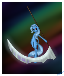 Size: 1700x2004 | Tagged: safe, artist:alicekvartersson, trixie, pony, unicorn, g4, female, mare, scythe, solo