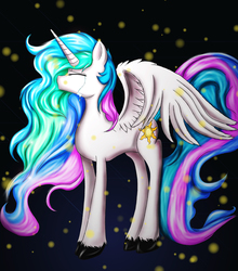 Size: 1800x2050 | Tagged: safe, artist:scooterloo, princess celestia, g4, crying, eyes closed, female, solo, spread wings