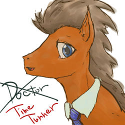 Size: 700x700 | Tagged: safe, artist:sasho-shirokami, doctor whooves, time turner, g4, male, necktie, pixiv, solo