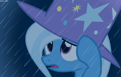 Size: 1500x950 | Tagged: safe, artist:asika-aida, trixie, pony, unicorn, g4, female, mare, portrait, rain, solo