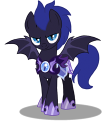 Size: 428x500 | Tagged: artist needed, safe, oc, bat pony, pony, bat pony oc, looking at you, male, night guard, solo, stolen art