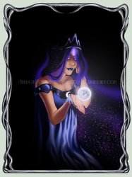 Size: 1024x1371 | Tagged: safe, artist:silverwingfox, princess luna, human, g4, dark skin, female, humanized, solo, uncanny valley