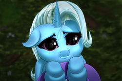 Size: 3000x2000 | Tagged: safe, artist:mykegreywolf, trixie, pony, unicorn, g4, begging, cute, diatrixes, female, floppy ears, hat off, high res, mare, movie reference, parody, puppy dog eyes, puss in boots, scene parody, shrek, shrek 2, solo