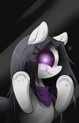 Size: 1920x3000 | Tagged: safe, artist:burnoid096, oc, oc only, oc:scarlett, pony, against glass, glass, glowing, glowing eyes, looking at you, smiling, solo, underhoof