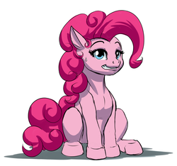 Size: 1827x1707 | Tagged: safe, artist:mykegreywolf, pinkie pie, earth pony, pony, g4, cute, diapinkes, female, looking at you, mare, simple background, sitting, smiling, solo, sweatdrop, white background