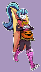 Size: 1083x1920 | Tagged: safe, artist:herny, sonata dusk, equestria girls, g4, my little pony equestria girls: rainbow rocks, clothes, costume, cute, halloween, halloween costume, holiday, literal sonataco, nightmare night, pumpkin bucket, sonatabetes, sonataco, taco, taco suit, that girl sure loves tacos, that siren sure does love tacos, trick or treat