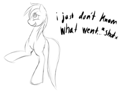 Size: 977x729 | Tagged: safe, derpy hooves, pegasus, pony, two legged creature, g4, anatomically incorrect, female, gag, i just don't know what went wrong, mare, quality, typography, wat, what has science done