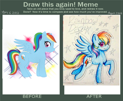 Size: 1024x842 | Tagged: safe, artist:queensmil3y, rainbow dash, g4, comparison, draw this again, female, solo