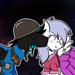 Size: 1024x1024 | Tagged: safe, artist:megajack, oc, oc only, pegasus, pony, duo, kissing, team fortress 2