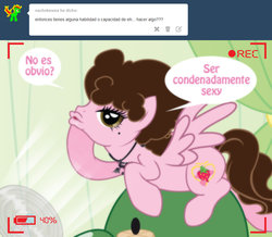 Size: 1024x892 | Tagged: safe, artist:shinta-girl, oc, oc only, oc:shinta pony, angel pony, afro, ask, solo, spanish, tumblr