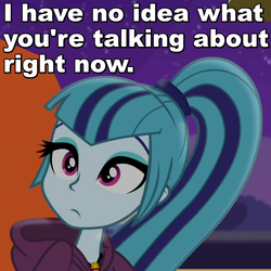 Size: 500x500 | Tagged: safe, edit, screencap, sonata dusk, equestria girls, g4, my little pony equestria girls: rainbow rocks, caption, confused, dialogue, female, image macro, reaction image, solo