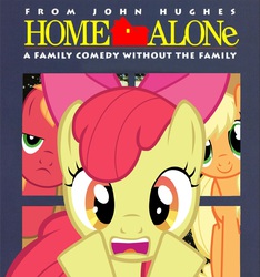 Size: 1280x1368 | Tagged: safe, artist:1dkv, apple bloom, applejack, big macintosh, earth pony, pony, g4, home alone, male, movie poster, parody, stallion