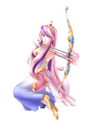 Size: 922x1229 | Tagged: safe, artist:yatonokami, princess cadance, human, g4, archery, armpits, arrow, bow (weapon), bow and arrow, cleavage, clothes, commission, cutie mark, evening gloves, female, humanized, open mouth, simple background, solo, transparent background, weapon