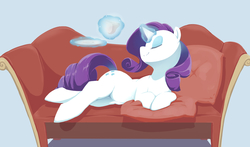 Size: 1705x1000 | Tagged: safe, artist:siagia, rarity, g4, couch, eyes closed, fabulous, female, magic, pixiv, solo, teacup