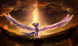 Size: 2000x1200 | Tagged: safe, artist:aquagalaxy, twilight sparkle, alicorn, pony, g4, doodle, female, magic, mare, solo, spread wings, twilight sparkle (alicorn), wings