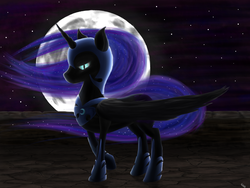 Size: 2400x1800 | Tagged: safe, artist:critzie, nightmare moon, g4, female, large wings, moon, solo