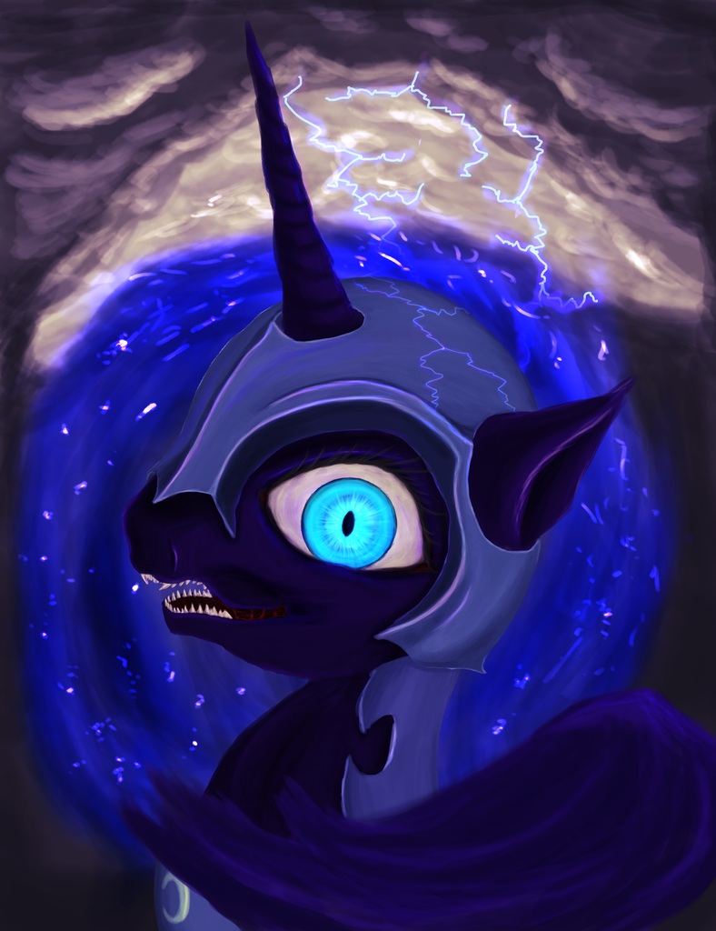 Semi Grimdark Artist Critzie Nightmare Moon Evil Grin Evil Laugh Fangs Female