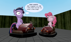 Size: 1280x768 | Tagged: safe, artist:dragonboi471, pinkie pie, twilight sparkle, g4, 3d, bumper cars, gmod