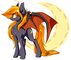 Size: 1024x874 | Tagged: dead source, safe, artist:arcadianphoenix, oc, oc only, oc:harvest moon, bat pony, pony, purple coat, solo