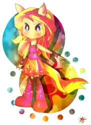 Size: 762x1048 | Tagged: dead source, safe, artist:secretxy, sunset shimmer, equestria girls, g4, my little pony equestria girls: rainbow rocks, abstract background, eared humanization, female, ponied up, solo