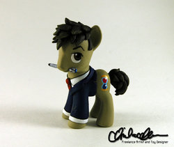 Size: 1024x863 | Tagged: safe, artist:thatg33kgirl, doctor whooves, time turner, g4, clothes, customized toy, doctor who, irl, necktie, photo, shirt, sonic screwdriver, suit, tenth doctor