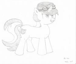 Size: 2020x1700 | Tagged: safe, artist:mc-ryan, lyra heartstrings, g4, determined, female, hat, hermes, monochrome, solo, team fortress 2, traditional art