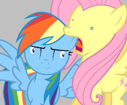 Size: 650x542 | Tagged: safe, artist:themightyshizam, fluttershy, rainbow dash, g4, animated, female, licking, not salmon, wat