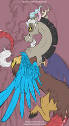 Size: 600x1097 | Tagged: safe, artist:stepandy, discord, g4, crossed arms, grin, male, smirk, solo, spread wings