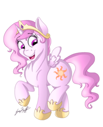 Size: 1536x1892 | Tagged: safe, artist:pinktonicponystudio, princess celestia, pony, g4, cewestia, female, filly, simple background, smiling, solo, transparent background